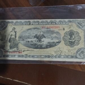 BILLETE DE COLECCION DE DOS PESOS GOBIERNO PROVISIONAL DE MEXICO AÑO 1914