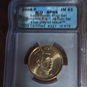 MONEDA DE COLECCION ONE DOLLAR ORO LAMINADO MONROS AÑO 2008