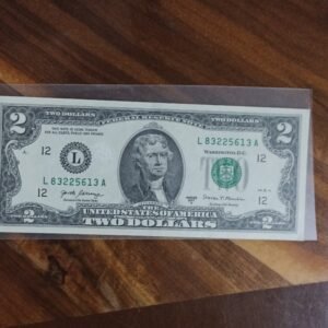 BILLETE DE COLECCION DOS DOLLAR JEFFERSON AÑO 2017 SERIE A