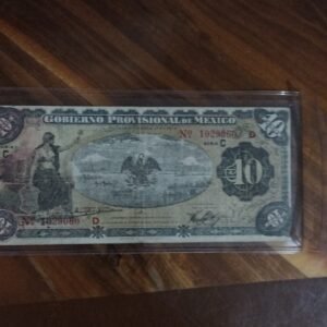 BILLETE DE COLECCION DIEZ PESOS GOBIERNO PROVISIONAL DE MEXICO AÑO 1914