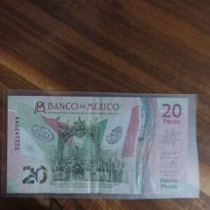 BILLETE DE COLECCION VEINTE PESOS COCODRILO MEXICANO AÑO 2021 SERIE DOBLE A
