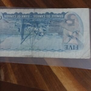 BILLETE DE COLECCION FIVE DOLAR BANCO DE CANADA OTTAWA 1972