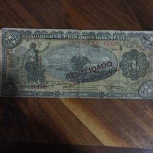 BILLETE DE COLECCION UN PESO GOBIERNO PROVISIONAL DE MEXICO AÑO 1914