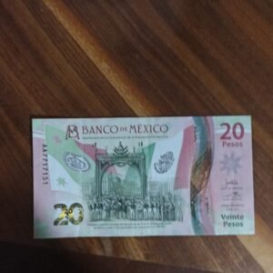 BILLETE DE COLECCION VEINTE PESOS COCODRILO MEXICANO SERIE DOBLE AA AÑO 2021