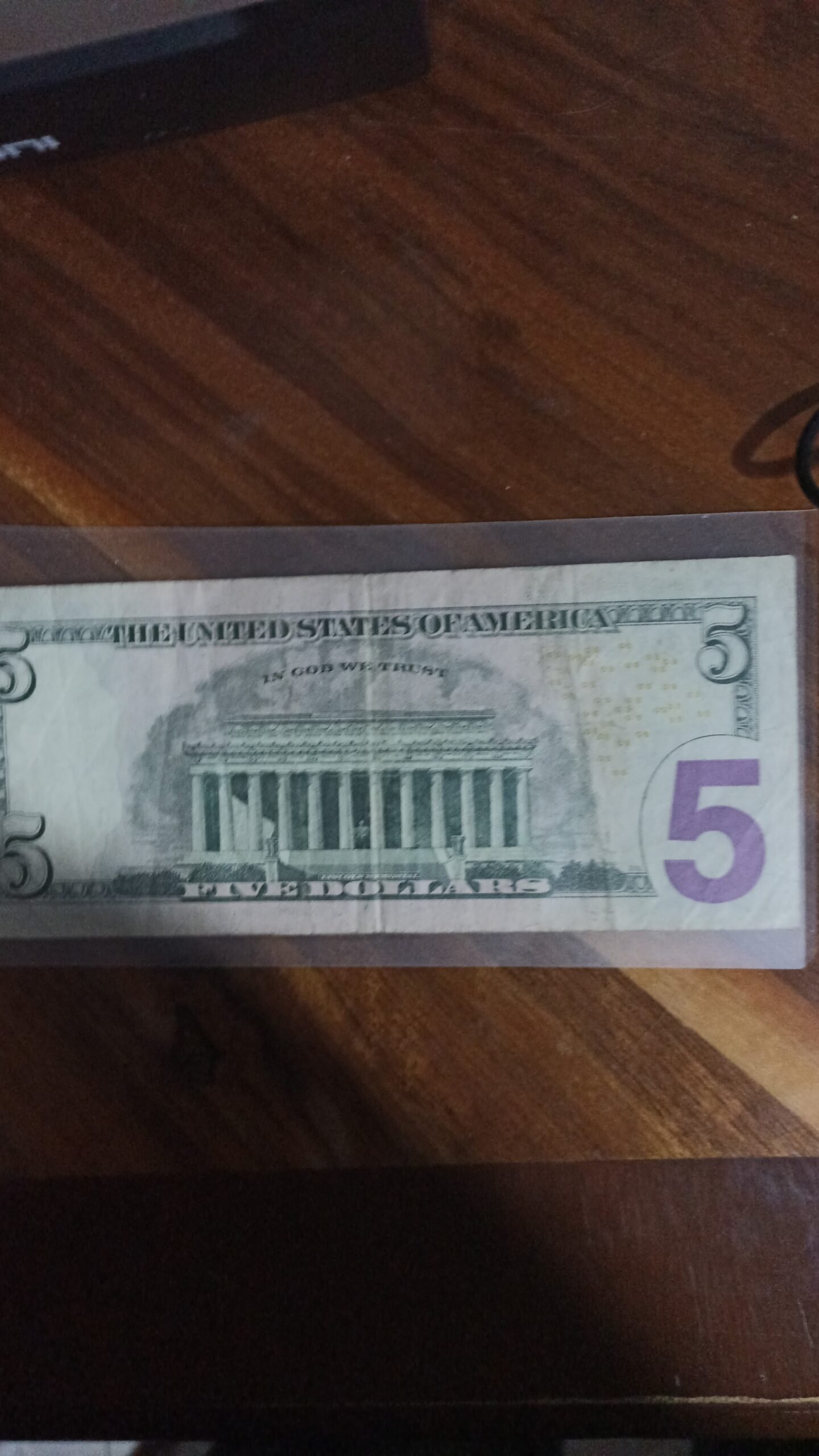 BILLETE DE COLECCION FIVE DOLLAR LINCONL AÑO 2013 - Image 2