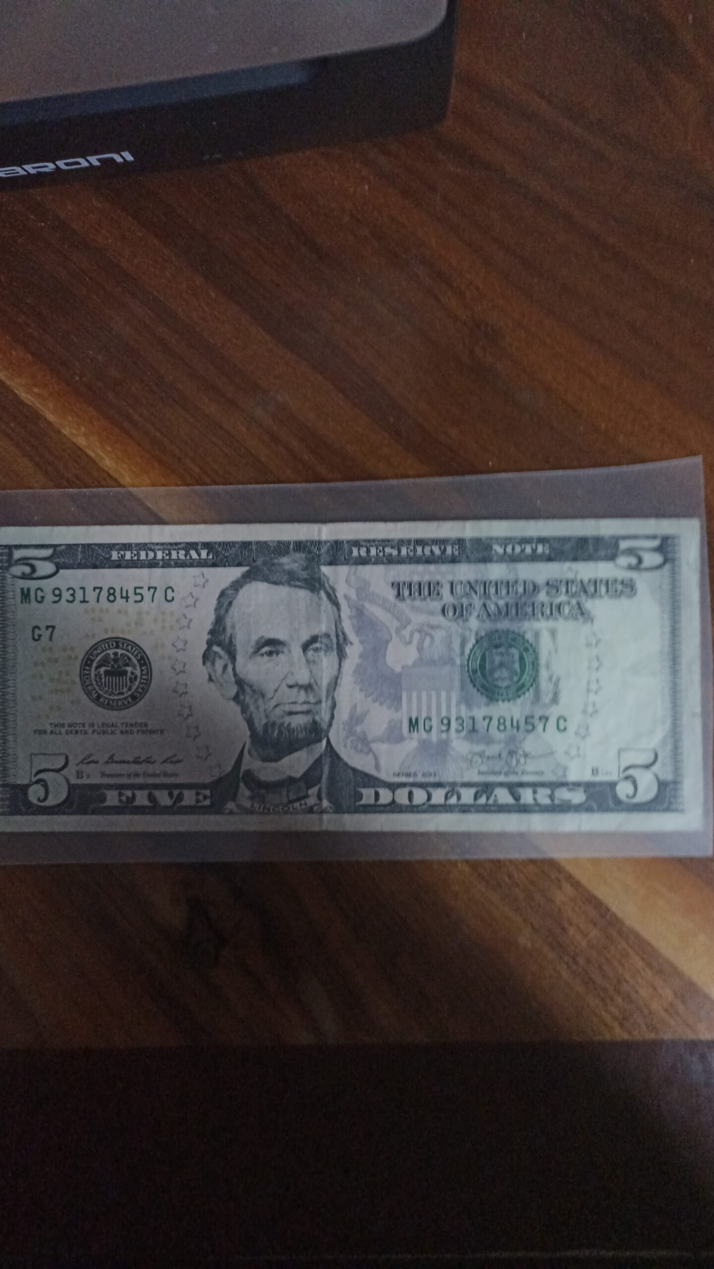 BILLETE DE COLECCION FIVE DOLLAR LINCONL AÑO 2013