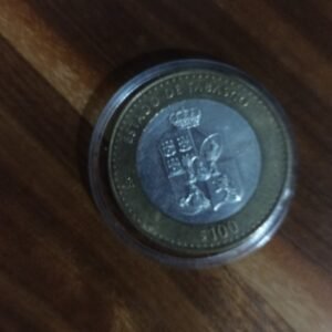MONEDA DE COLECCION CIEN PESOS CENTRO DE PLATA ESTADO DE TABASCO AÑO 2004 GRAMOS 33.79
