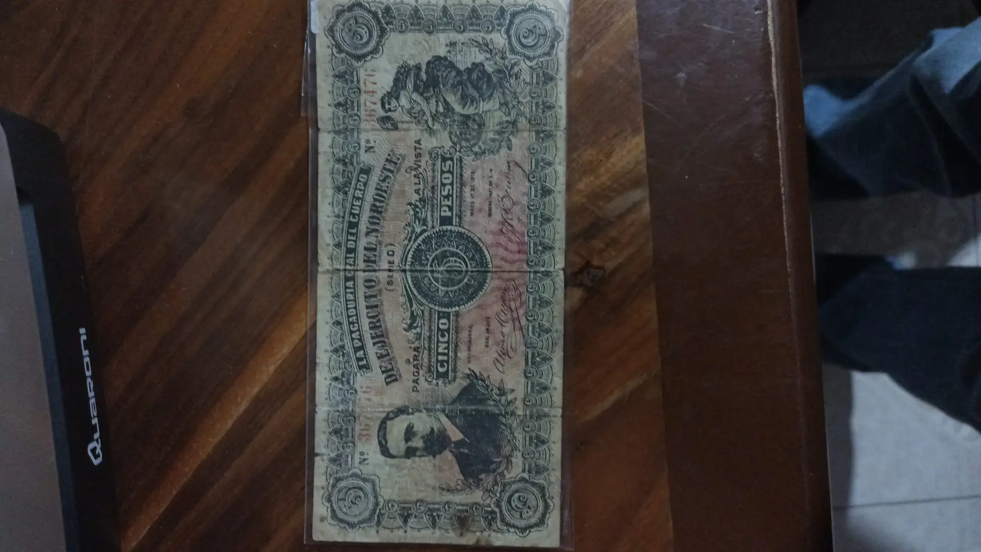 BILLETE DE COLECCION CINCO PESOS DE GUADALAJARA EJERCITO DEL NORTE AÑO 1915