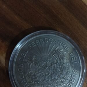 MONEDA DE COLECCION CINCO PESOS DE PLATA INAGURACION DEL FERROCARRIL DE MEXICO AÑO 1950