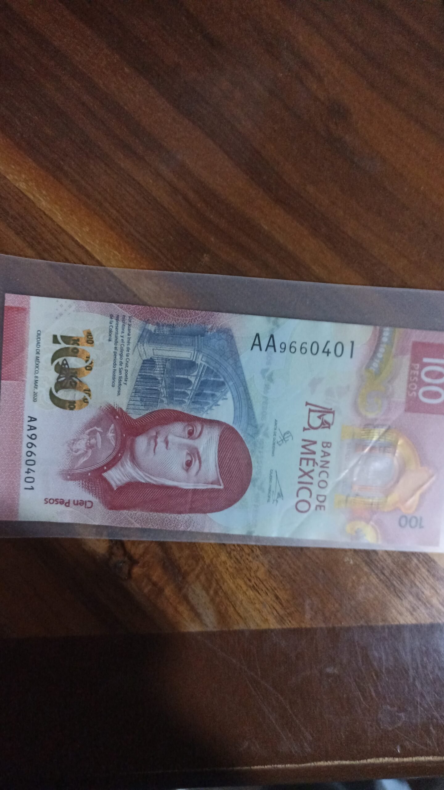 BILLETE DE COLECCION CIEN PESOS SOR JUANA DOBLE AA AÑO 2020