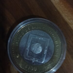 MONEDA DE COLECCION CIEN PESOS CENTRO DE PLATA DE BAJA CALIFORNIA AÑO 2005