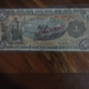 BILLETE DE COLECCION UN PESO GOBIERNO PROVISIONAL DE MEXICO SERIE A AÑO 1914