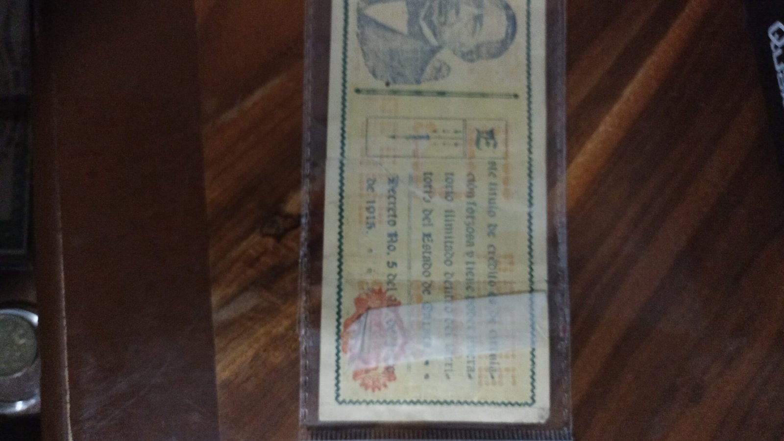 BILLETE DE COLECCION CINCO PESOS DE OAXACA JUAREZ AÑO 1915