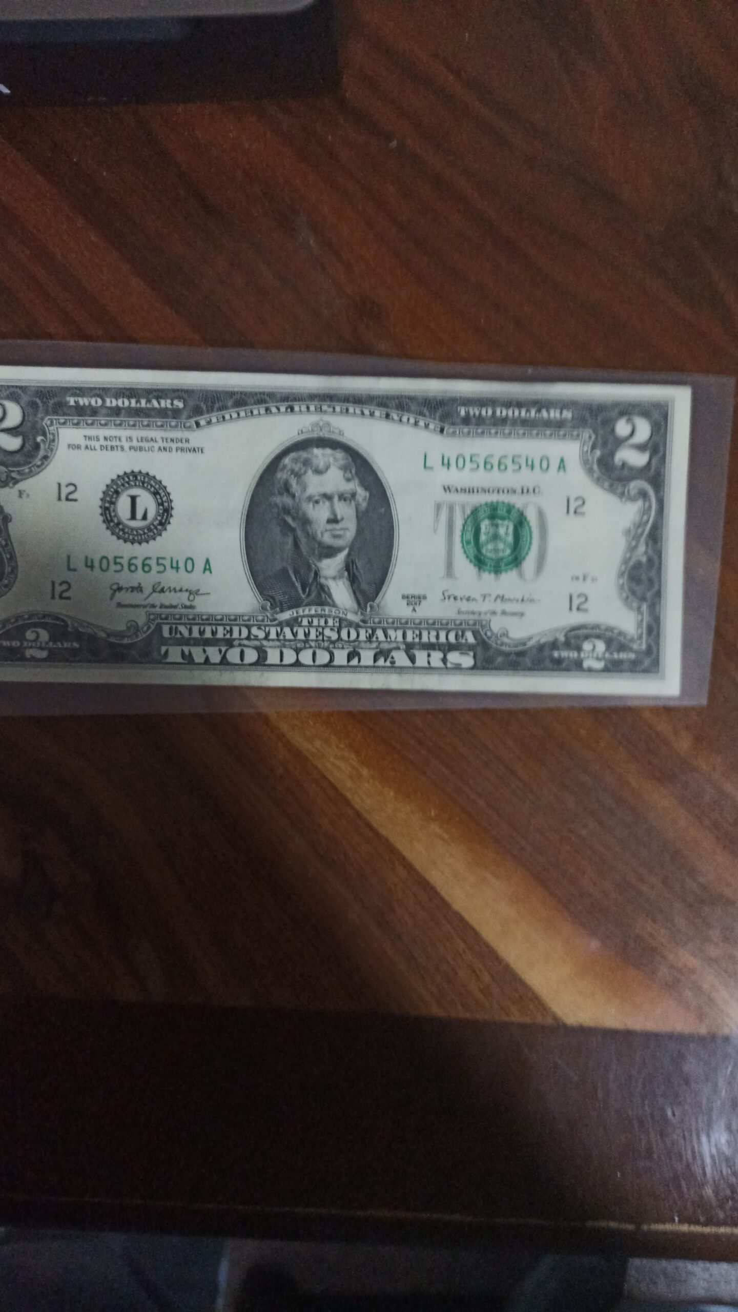 BILLEE COLECCION DOS DOLAR JEFERSON AÑO 2017