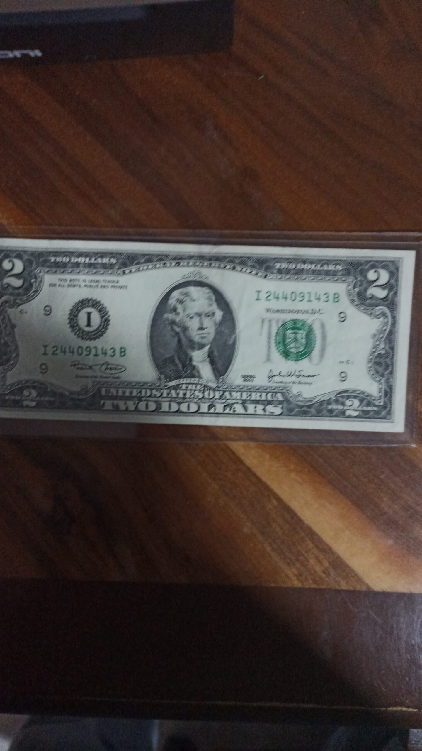BILLETE DE COLECCION DOS DOLAR JEFERSON AÑO 2003